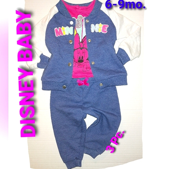 Absolutely Adorable DISNEY BABY☆MINNIE MOUSE☆Baby 3pc Jogger Jacket Set☆6-9mo. - Picture 1 of 16